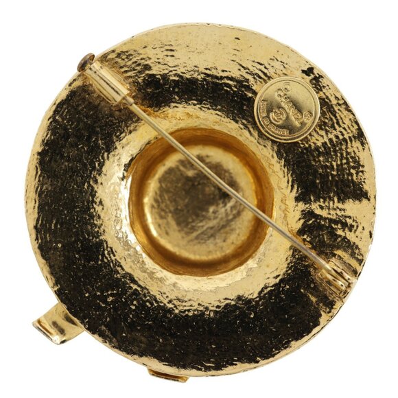 CHANEL Gold Straw Brooch